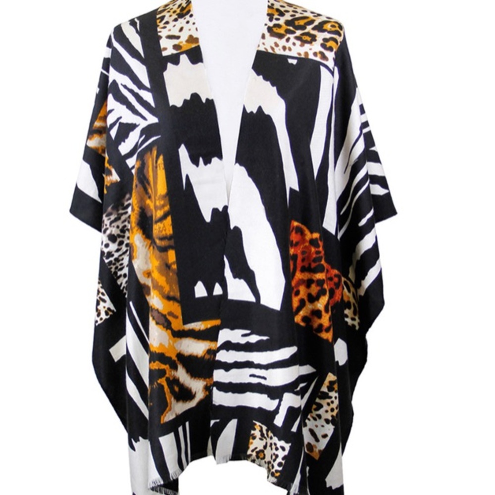 Animal print block shawl